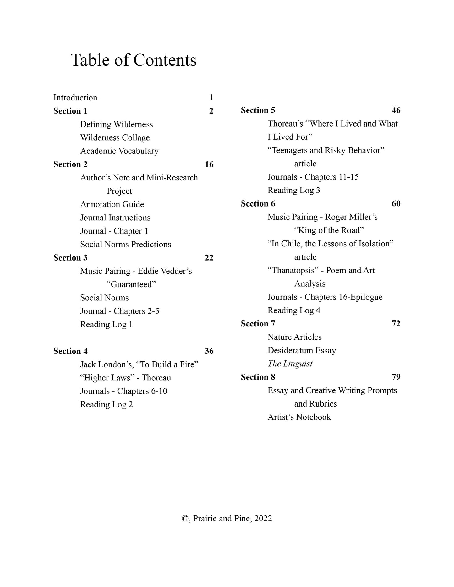 Into the Wild Unit Study - Wilderness and the Human Spirit (High School) 1st Edition CLEARANCE