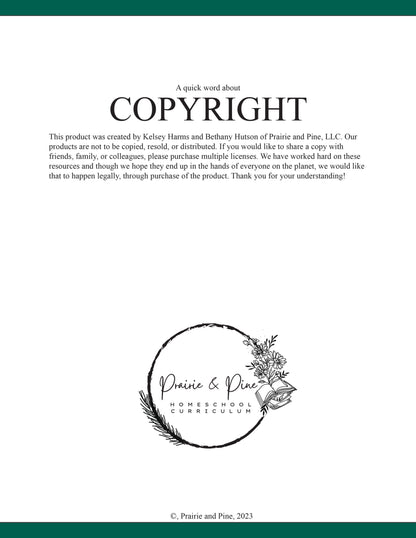 copyright page for Brave New World unit study, homeschool curriculum