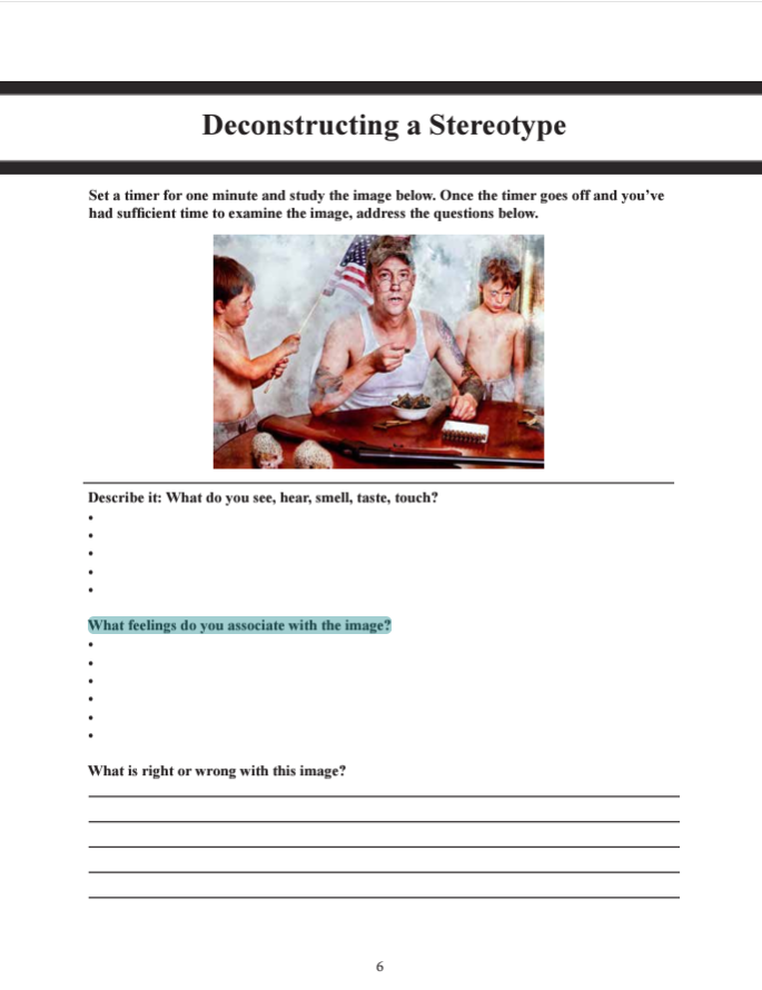 Deconstructing a Stereotype, an assignment from the hilbilly elegy unit study