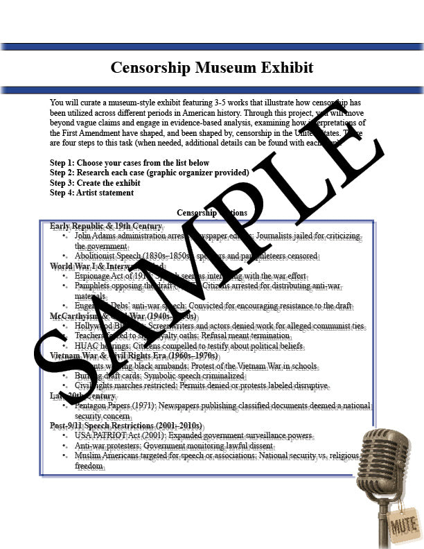 Sound of Silence: The First Amendment and Censorship in America (High School)