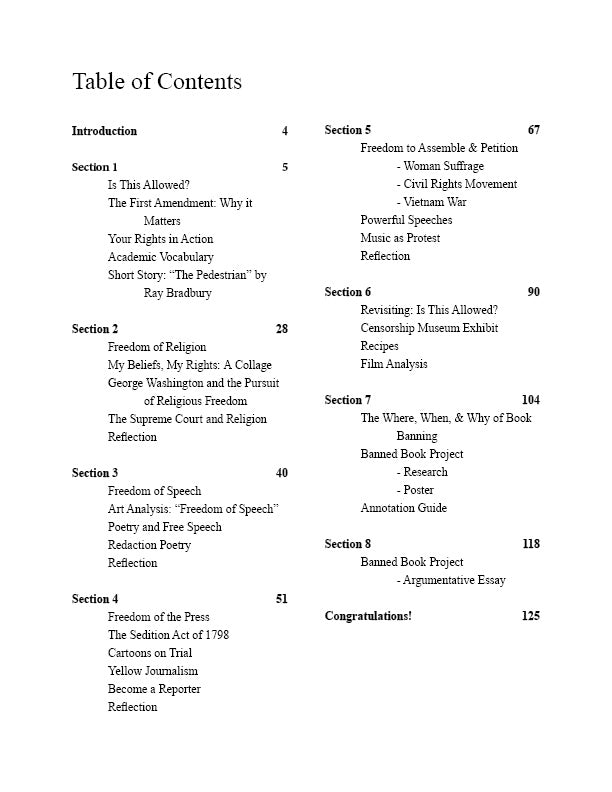 Sound of Silence: The First Amendment and Censorship in America (High School)